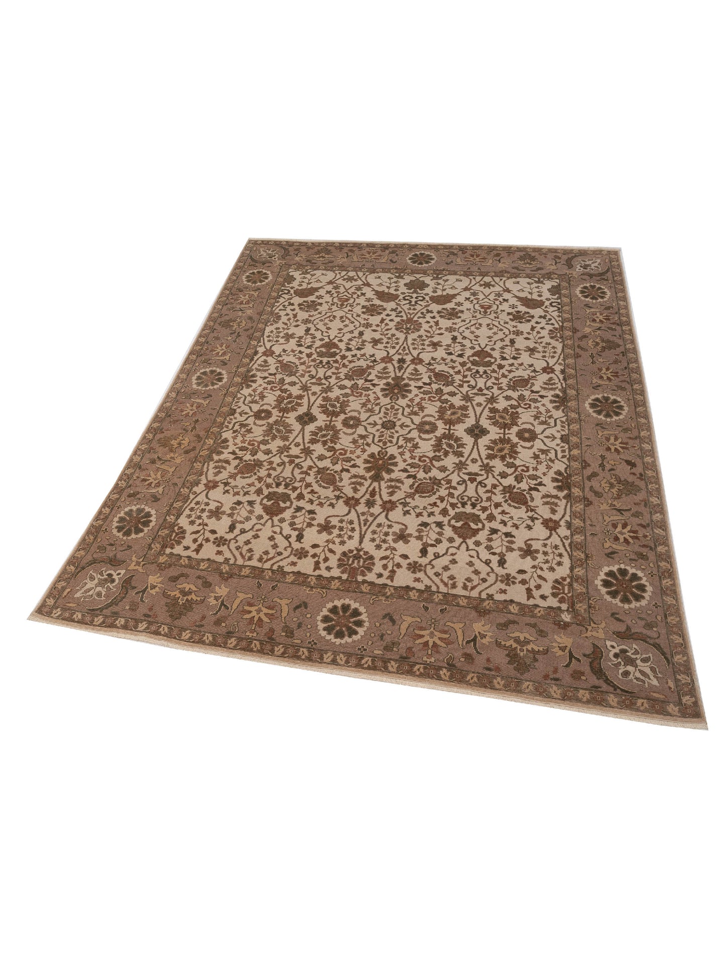 Antique Loom 104403 Ivory Brown 9.1x12.5 Hand Knotted Rug