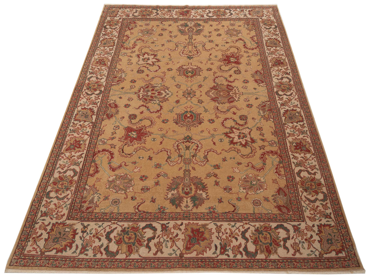 Antique Loom 104442 Gold Ivory 8.1x10.3 Hand Knotted Rug