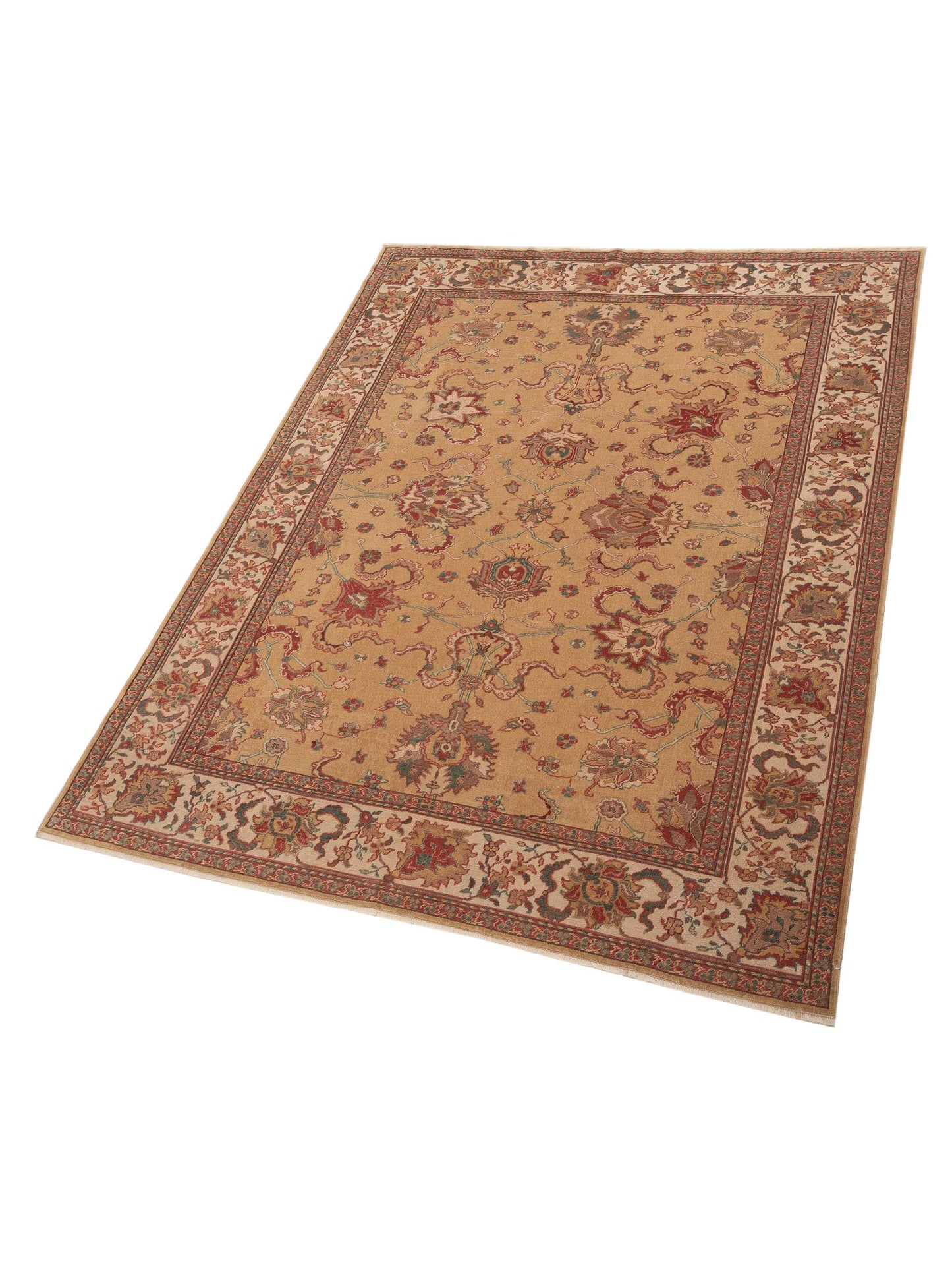 Antique Loom 104442 Gold Ivory 8.1x10.3 Hand Knotted Rug