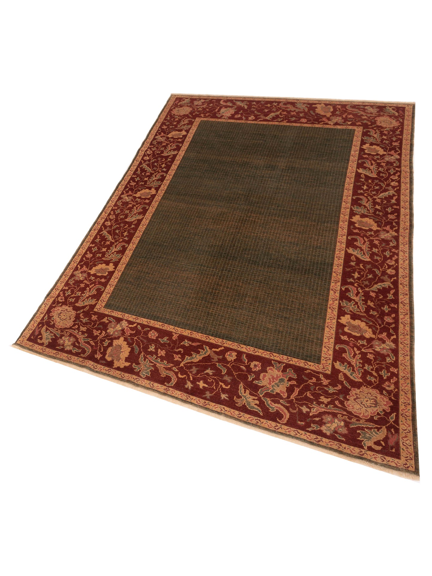 Antique Loom 104451 Green Red 6.9x9.8 Hand Knotted Rug