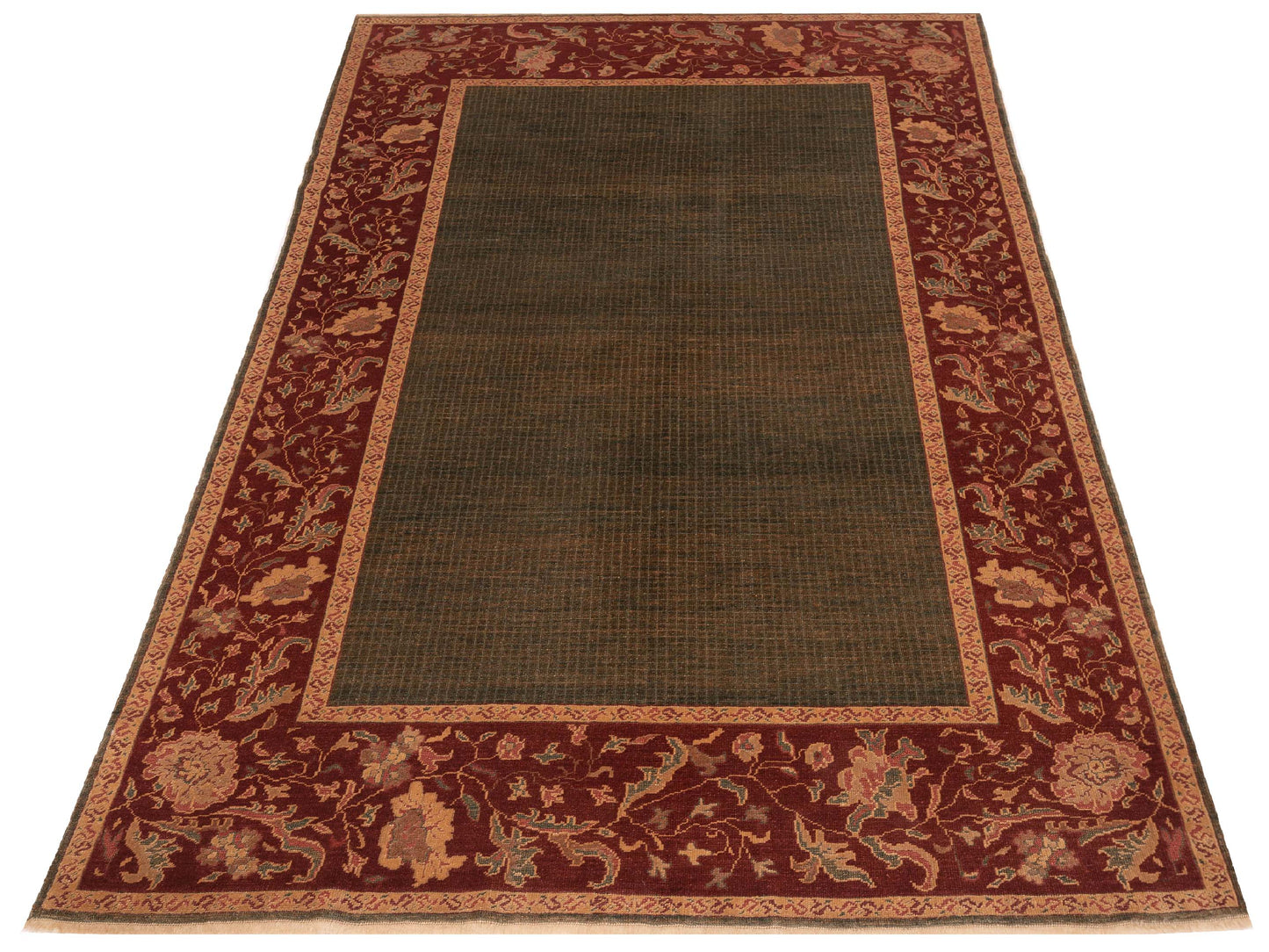 Antique Loom 104451 Green Red 6.9x9.8 Hand Knotted Rug