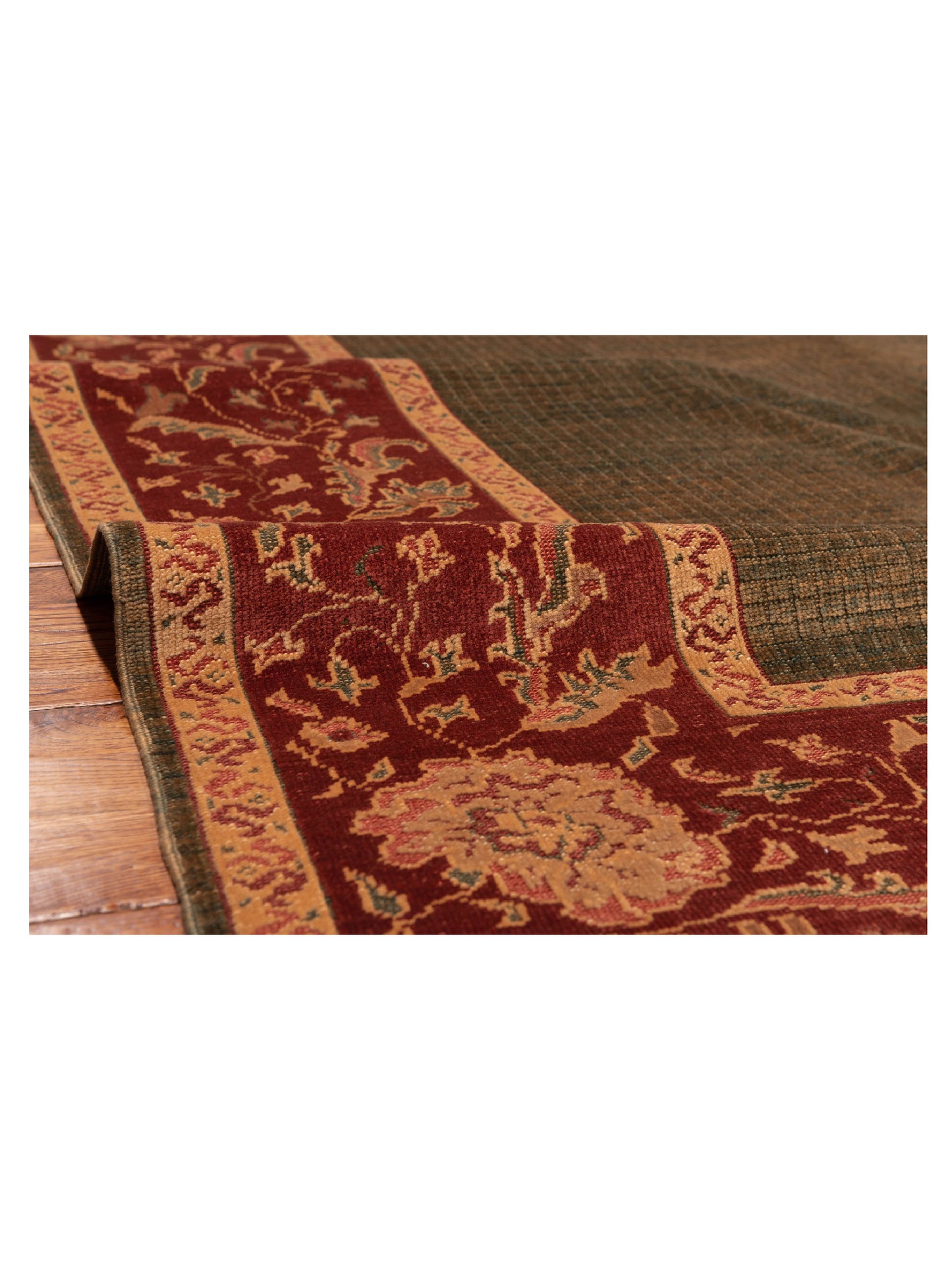 Antique Loom 104451 Green Red 6.9x9.8 Hand Knotted Rug