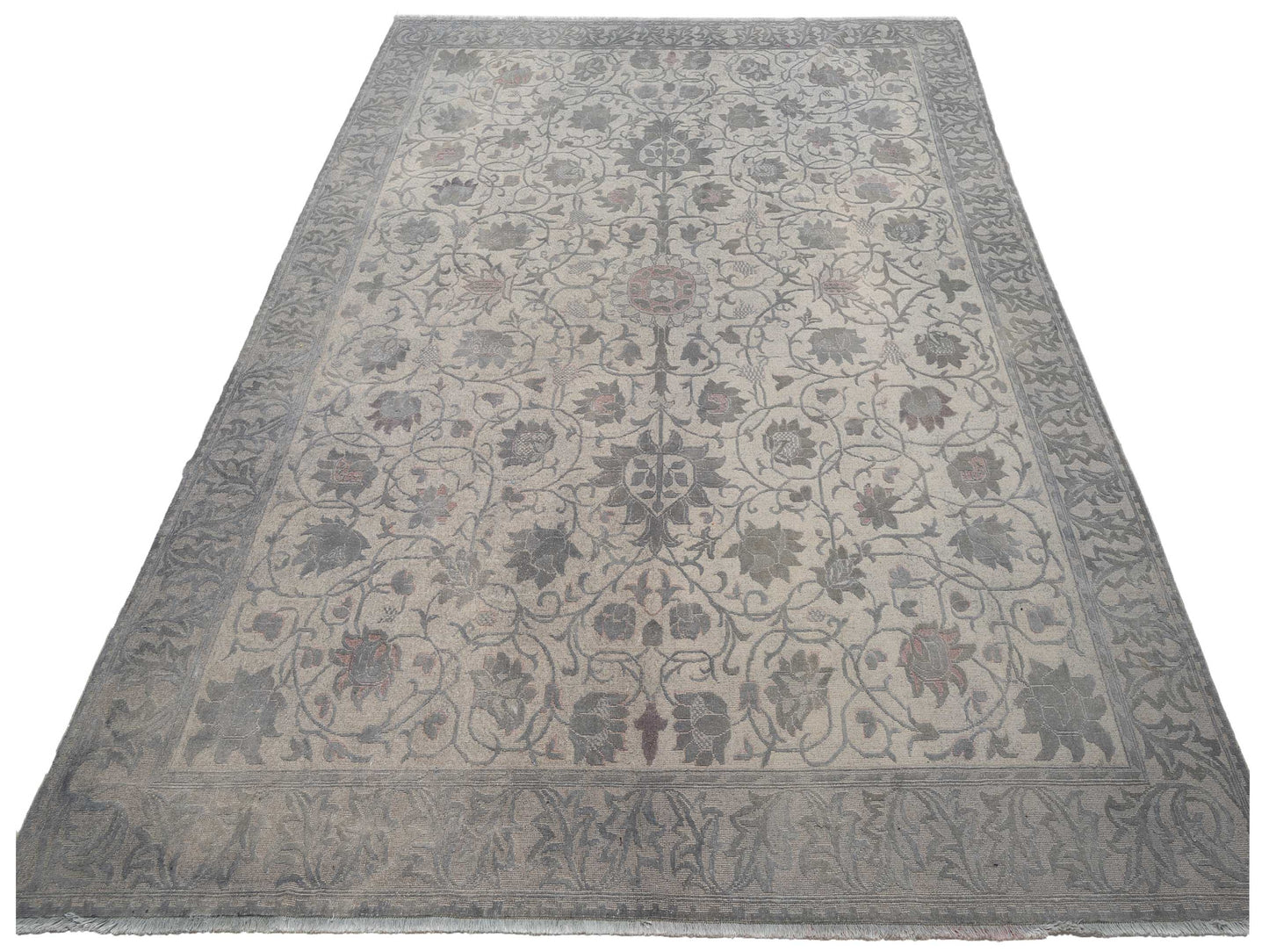 Vintage 106708 Gray 9.3x12.10 Hand Knotted Rug