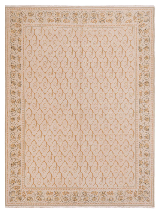 Bouquet 107515 Ivory Beige 8.1x9.10 Hand Knotted Rug