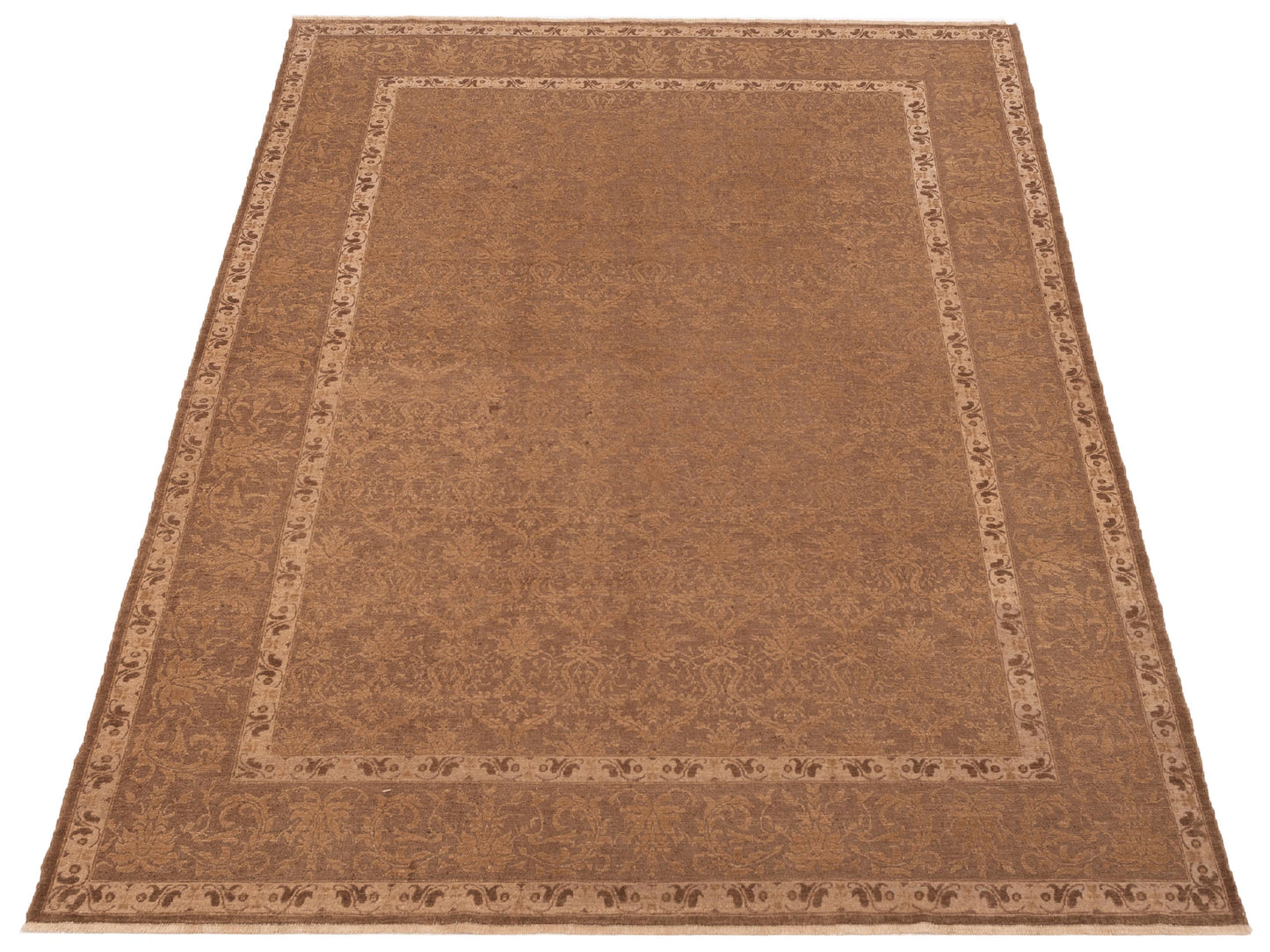 Defne Begonia Dark Brown Brown 9.4x12  Hand Knotted Rug