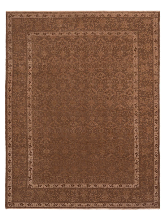 Defne Begonia Dark Brown Brown 9.4x12  Hand Knotted Rug