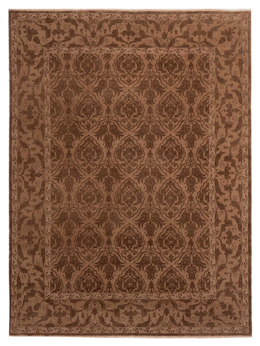 Defne Tulip Dark Brown Brown  9.4x11.11 Hand Knotted Rug