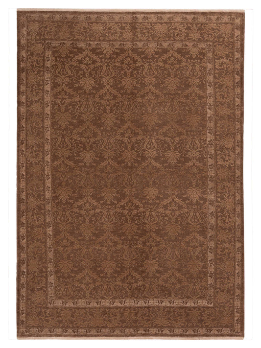Defne Begonia Dark Brown Light Brown 6.3x9  Hand Knotted Rug