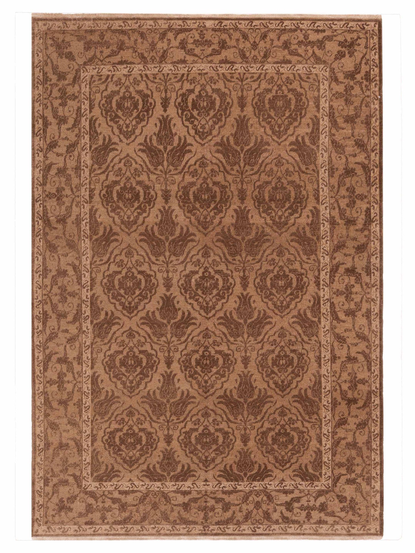 Defne Tulip Brown Dark Brown  6.1x9 Hand Knotted Rug