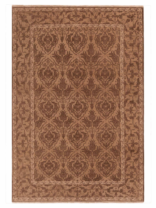 Defne Tulip Brown Dark Brown  6.1x9 Hand Knotted Rug