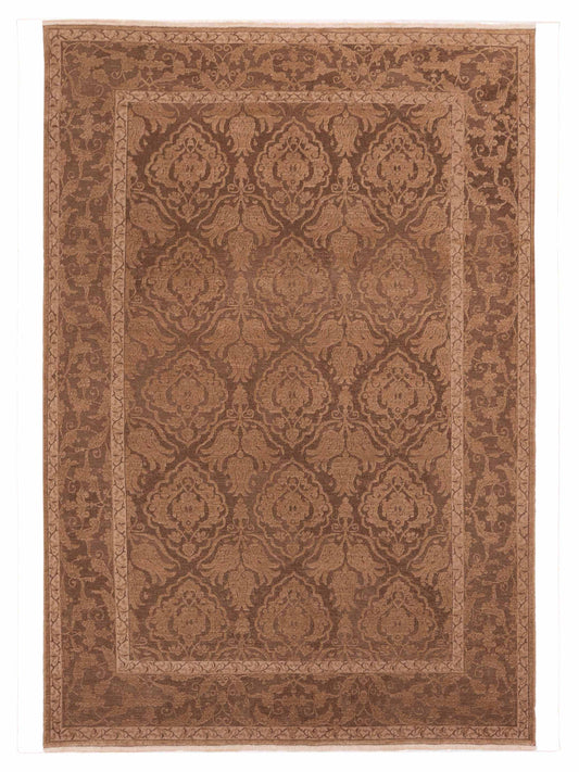 Defne Tulip Dark Brown Brown  6.3x9 Hand Knotted Rug