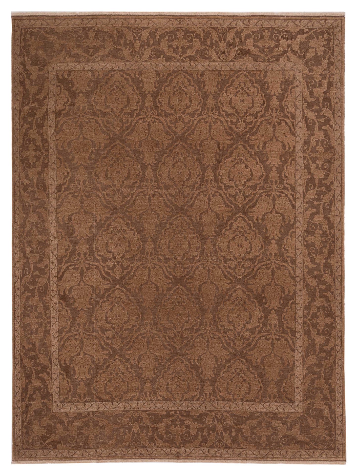 Defne Tulip Dark Brown Brown  8.1x10 Hand Knotted Rug