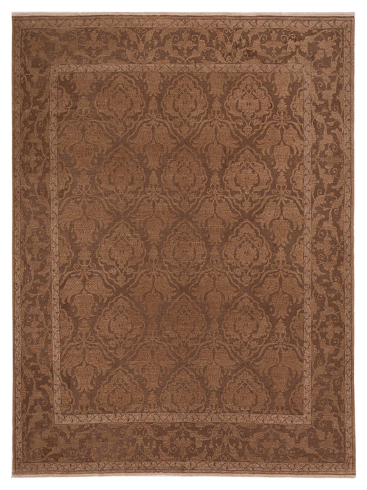 Defne Tulip Dark Brown Brown  8.1x10 Hand Knotted Rug