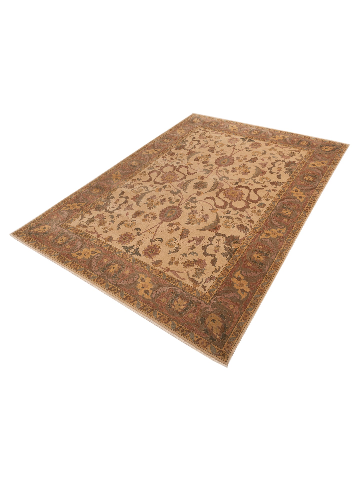 Antique Loom 108009 Ivory Green 10.4x14.3 Hand Knotted Rug