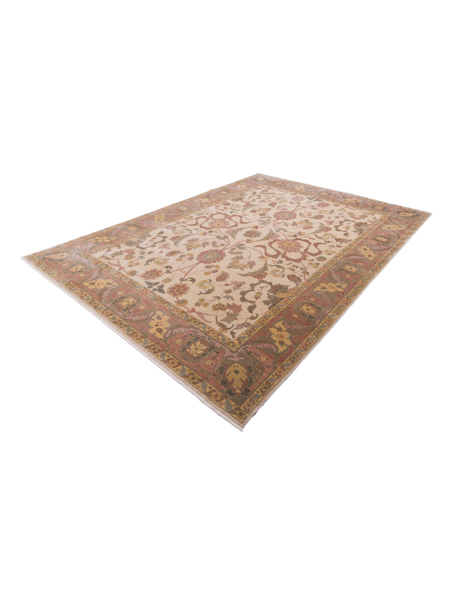 Antique Loom 108009 Ivory Green 10.4x14.3 Hand Knotted Rug