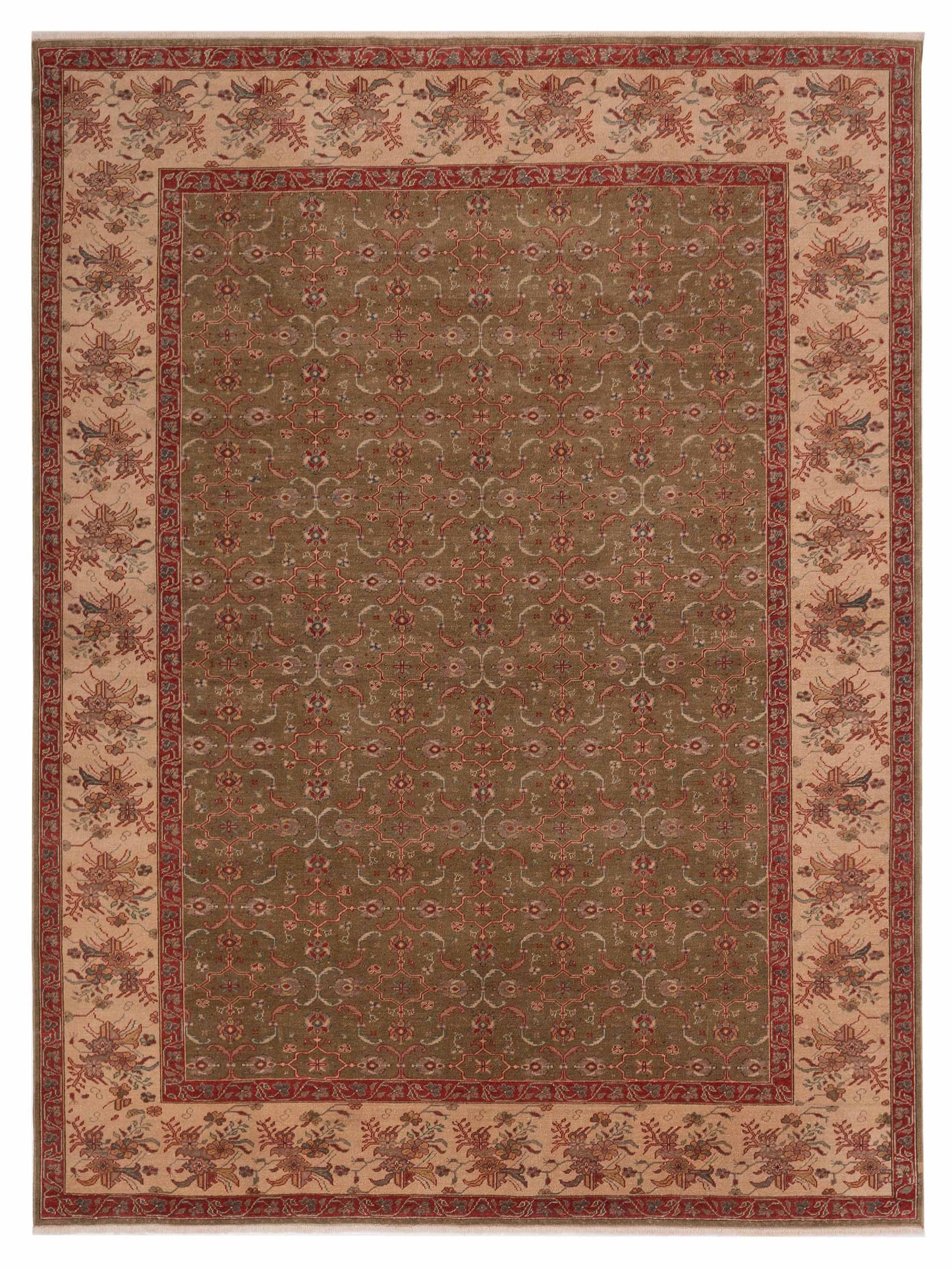 Pasha Antique Loom  Green Ivory Transitional
