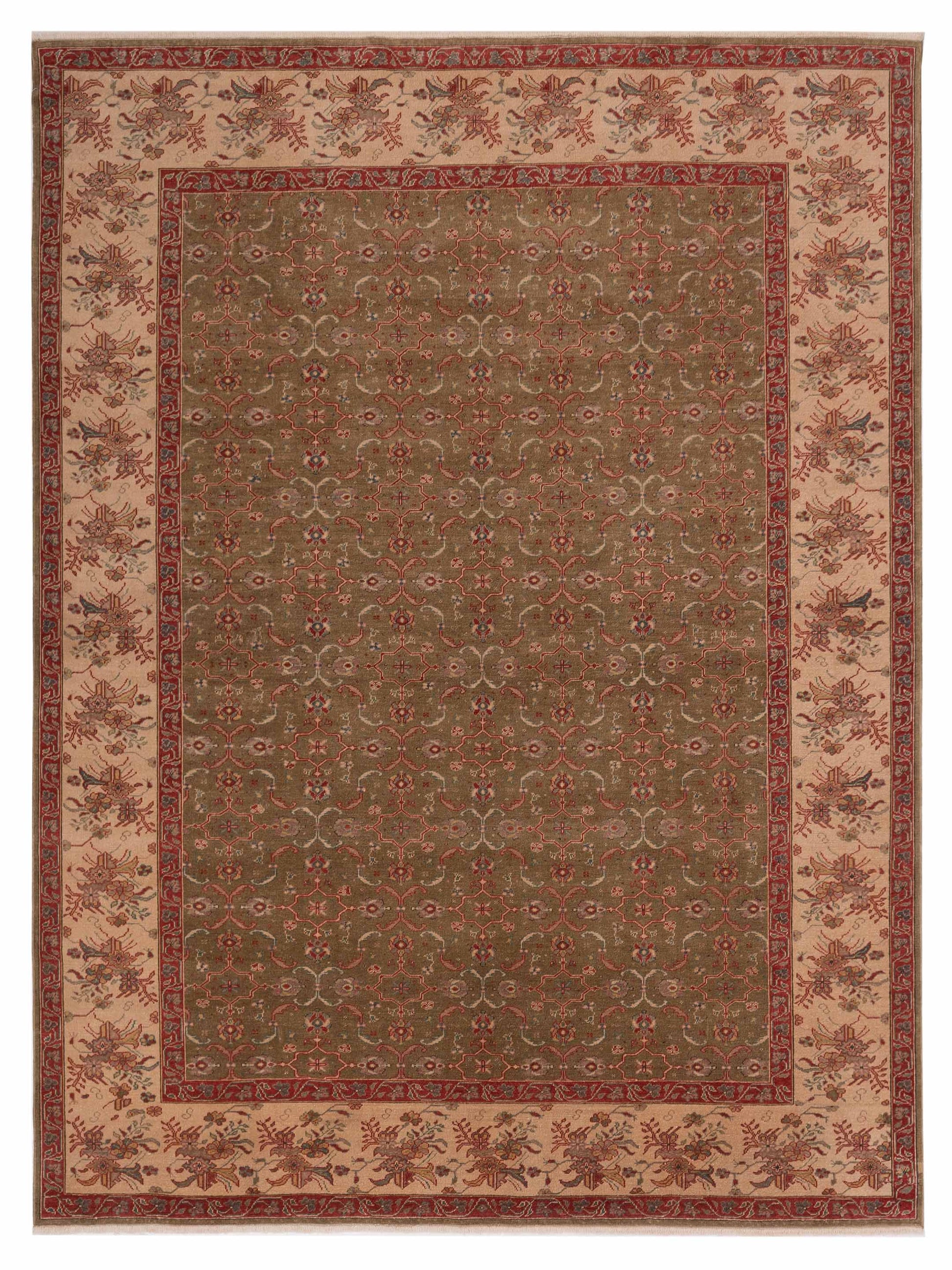 Pasha Antique Loom  Green Ivory Transitional