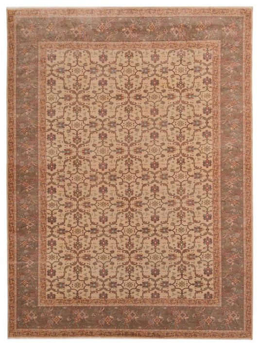Defne Nurdan Beige Green  9.5x12.7 Hand Knotted Rug
