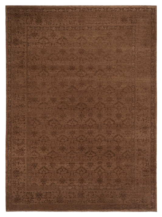 Defne Begonia Light Brown Brown  10.4x13.10 Hand Knotted Rug