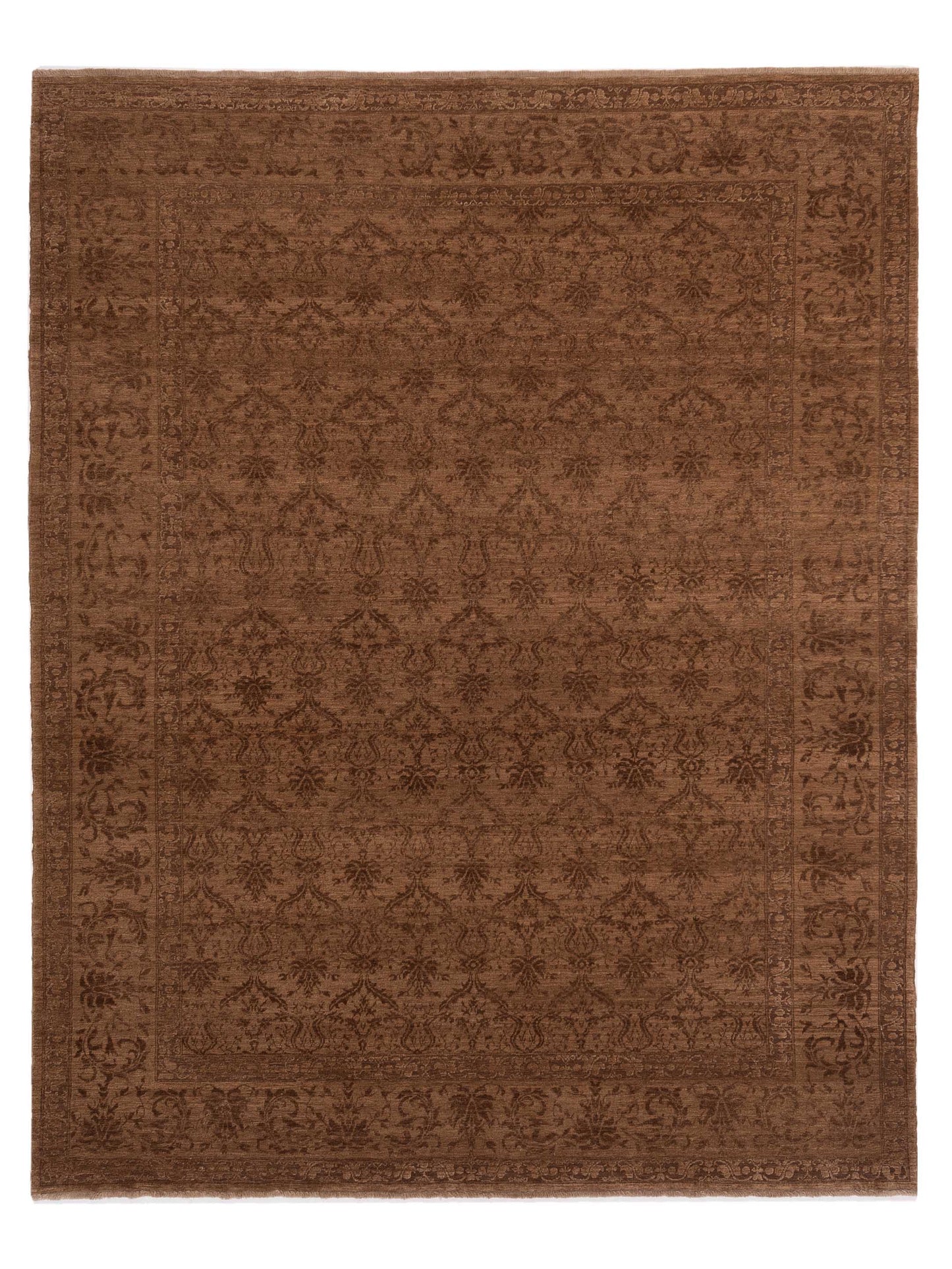 Defne Begonia Dark Brown Brown  9.4x11.11 Hand Knotted Rug