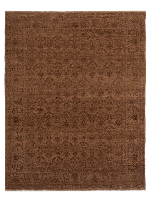 Defne Begonia Dark Brown Brown  9.4x11.11 Hand Knotted Rug