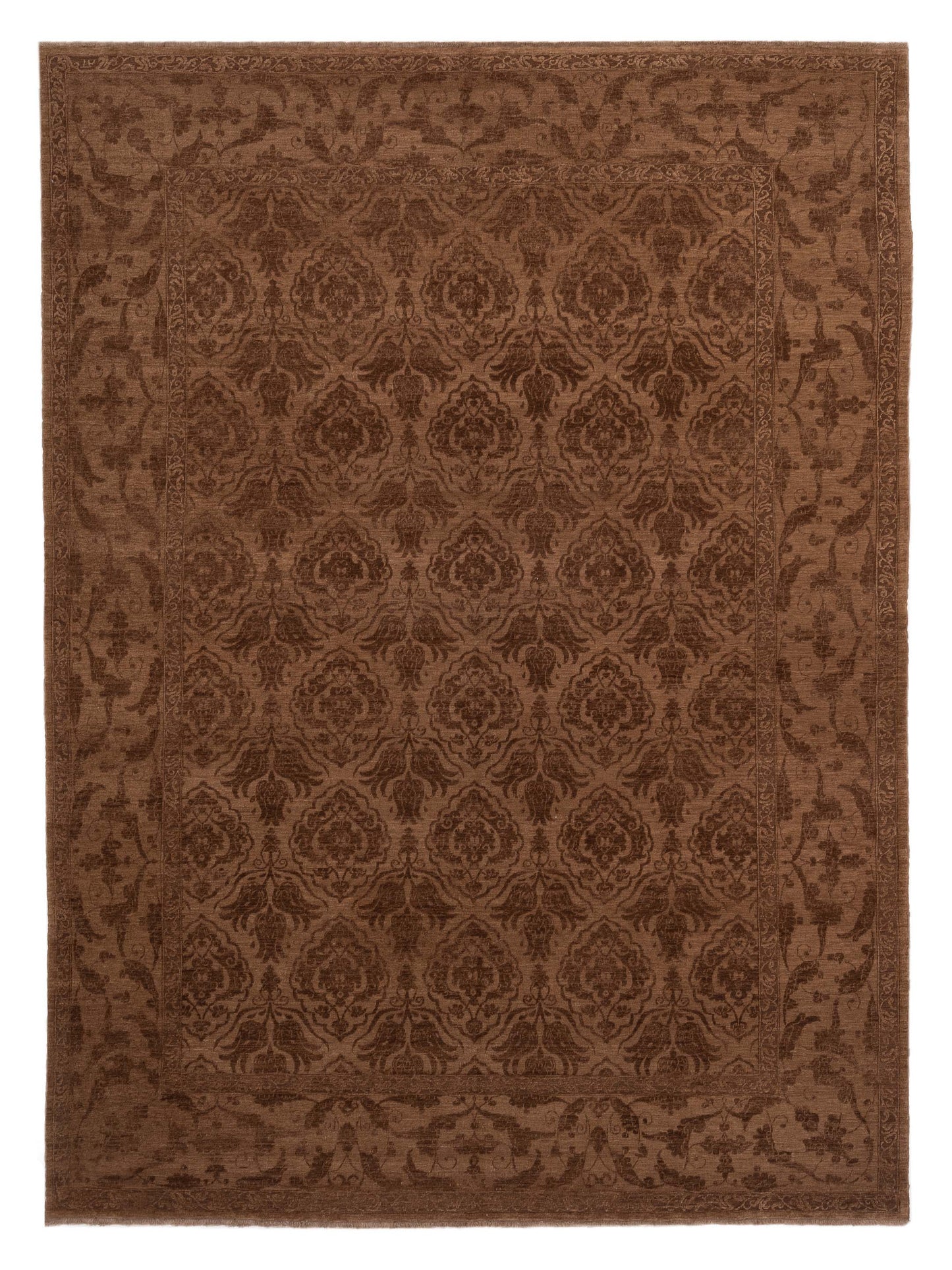 Defne Tulip Dark Brown Brown  10.3x13.10 Hand Knotted Rug