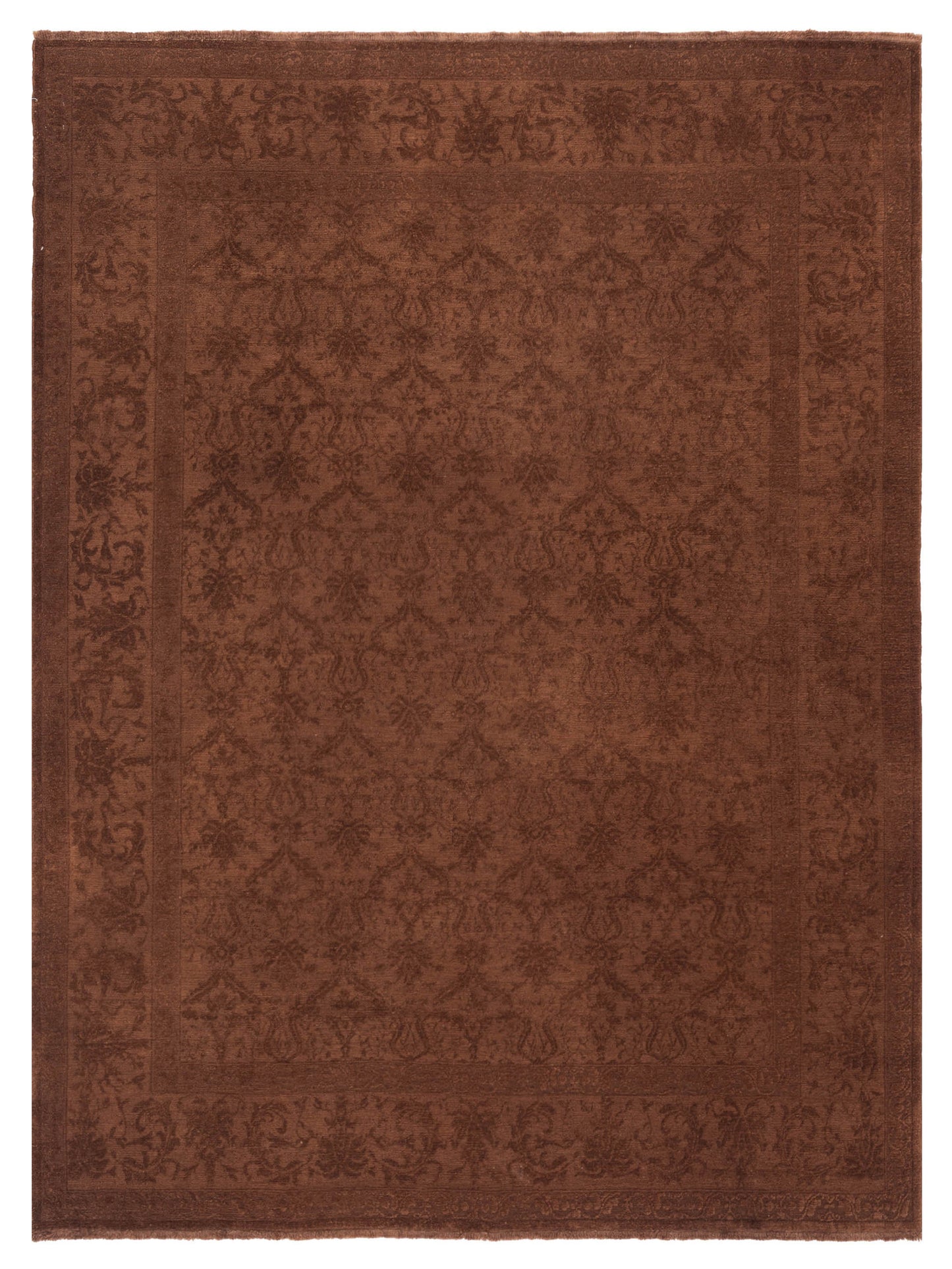 Defne Begonia Brown Dark Brown  8.2x9.10 Hand Knotted Rug