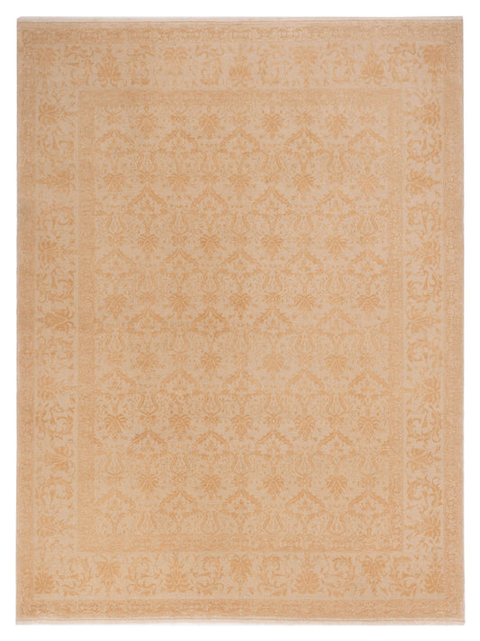 Defne Begonia Beige Gold  8.2x9.10 Hand Knotted Rug