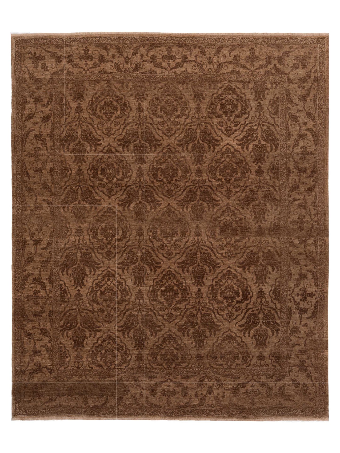 Defne Tulip Brown Dark Brown  8.3x9.1  Hand Knotted Rug