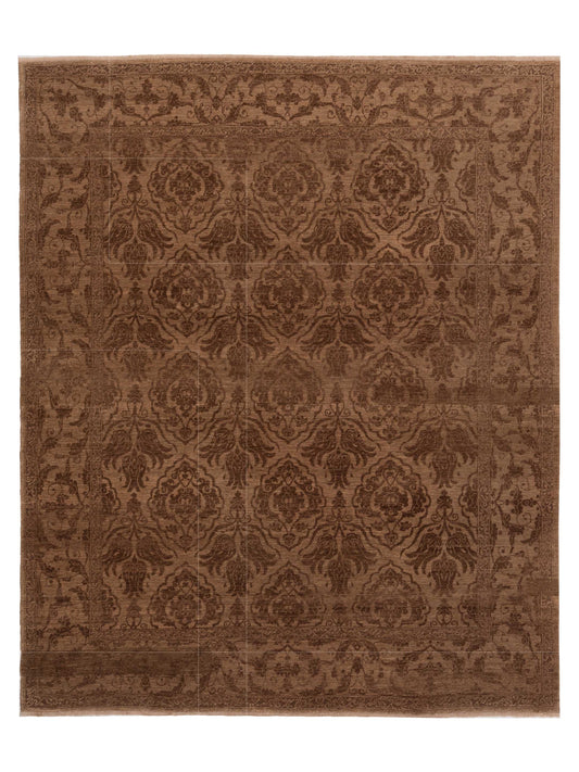 Defne Tulip Brown Dark Brown  8.3x9.1  Hand Knotted Rug