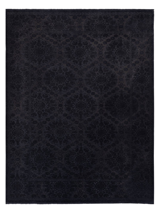 Defne Lotus Black  10.4x13.4 Hand Knotted Rug