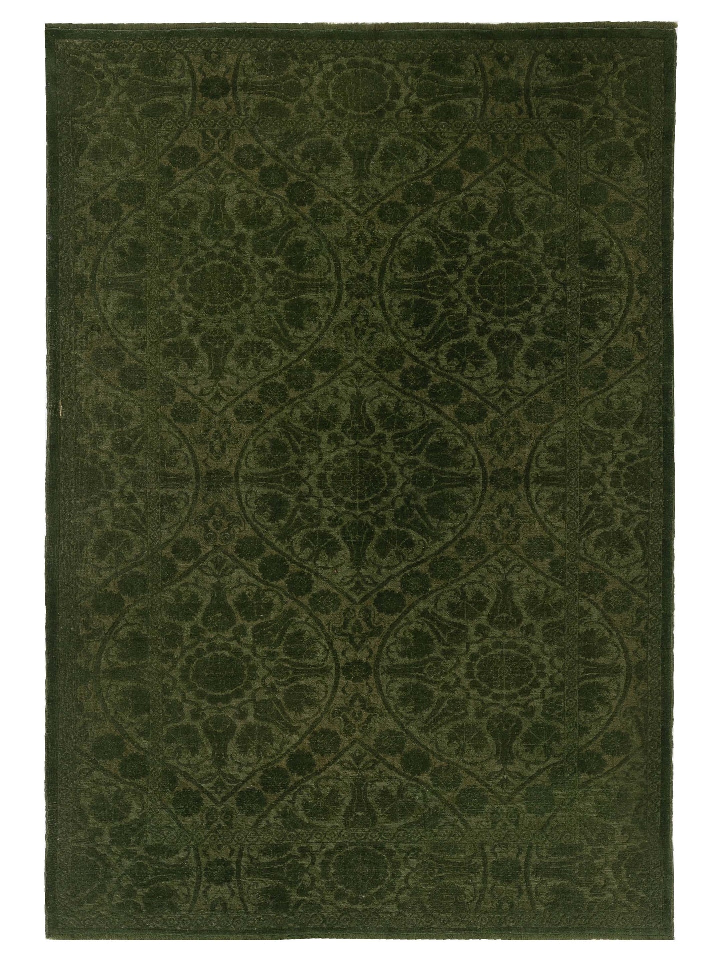 Color Bouquet 109693 Green Green 6.2x8.9 Hand Knotted Rug