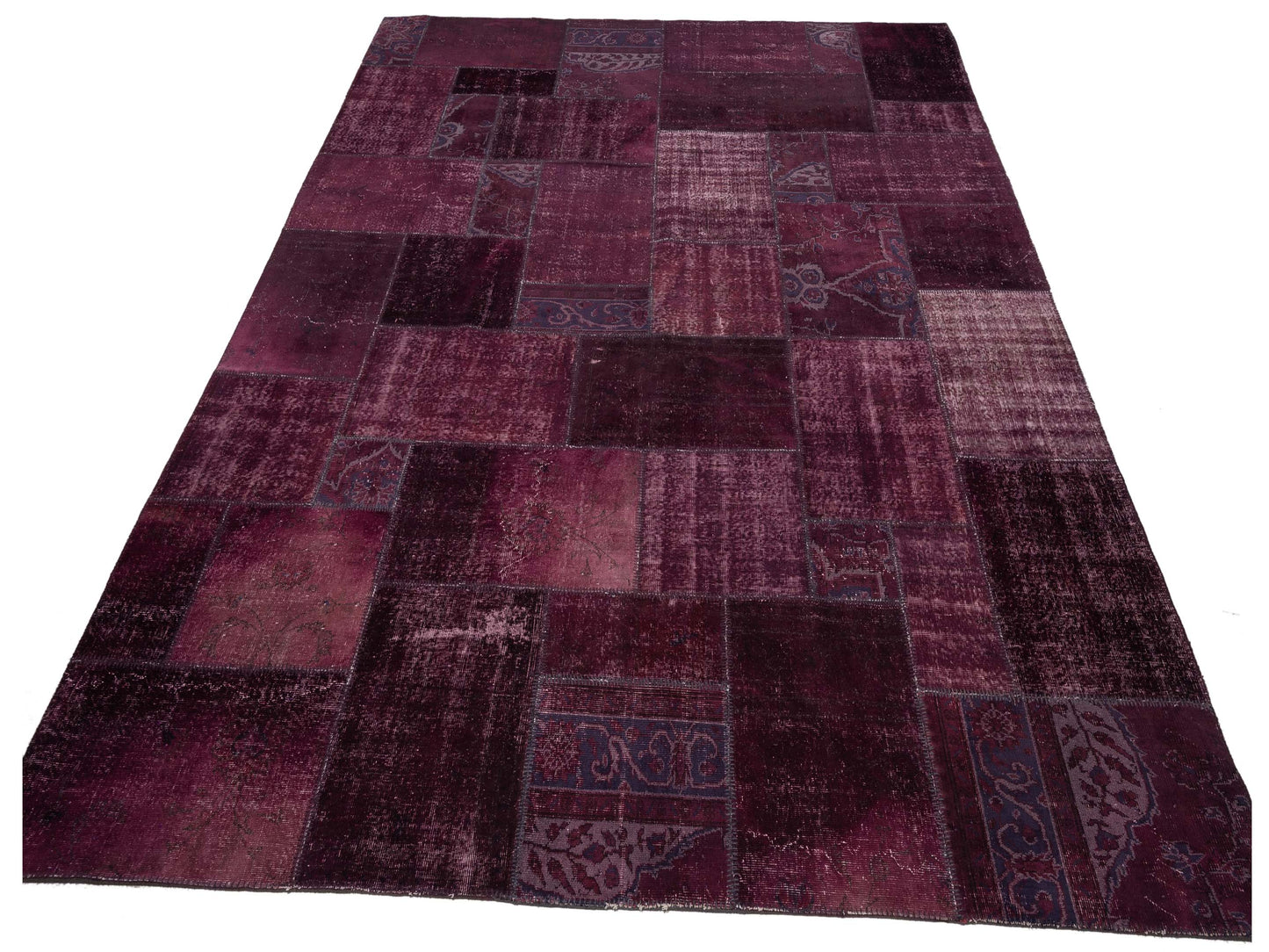 Turkish Vestige Patchwork 110177 Burgundy 9.11x13.3 Hand Knotted Rug