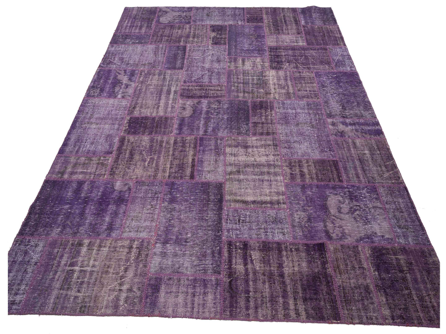 Turkish Vestige Patchwork 110200 Purple 10x13.3 Hand Knotted Rug