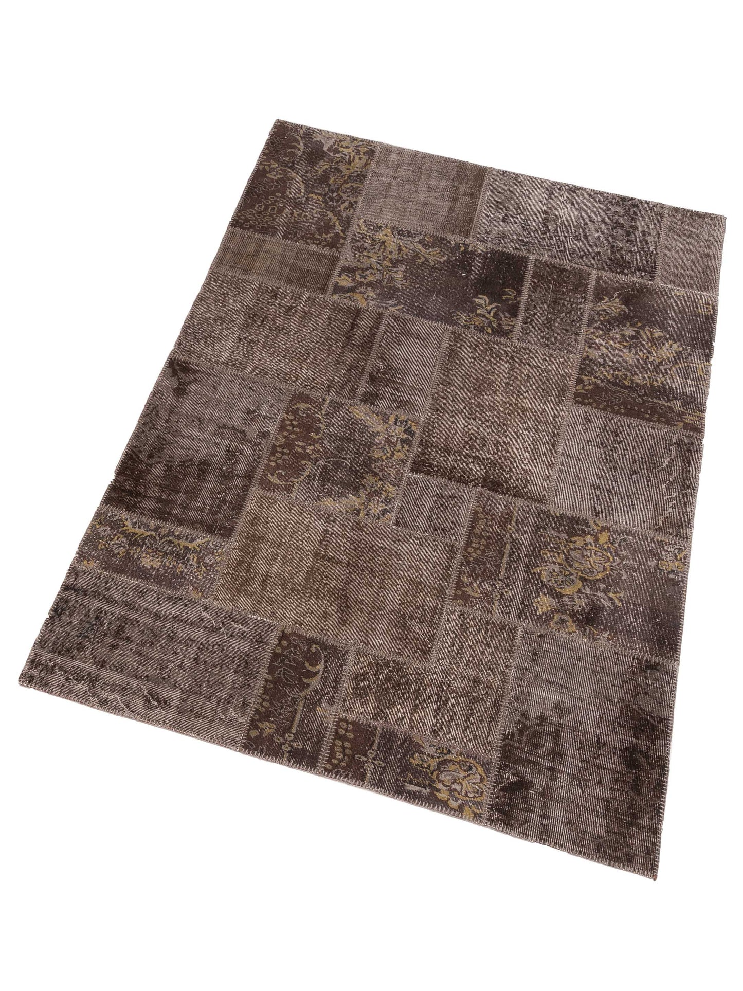 Turkish Vestige Patchwork 110209 Brown 6.1x9 Hand Knotted Rug