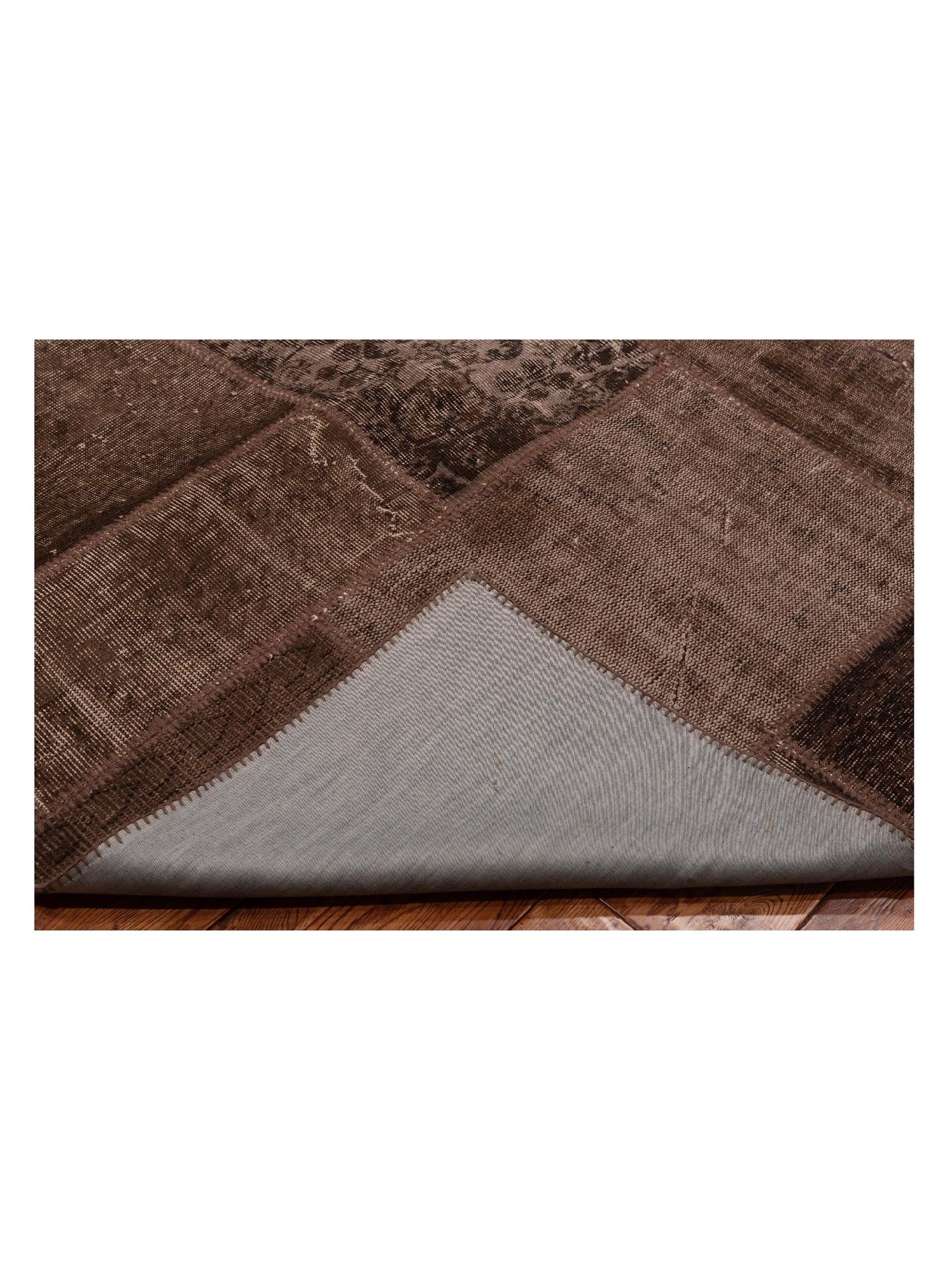 Turkish Vestige Patchwork 110218 Brown 9x12 Hand Knotted Rug