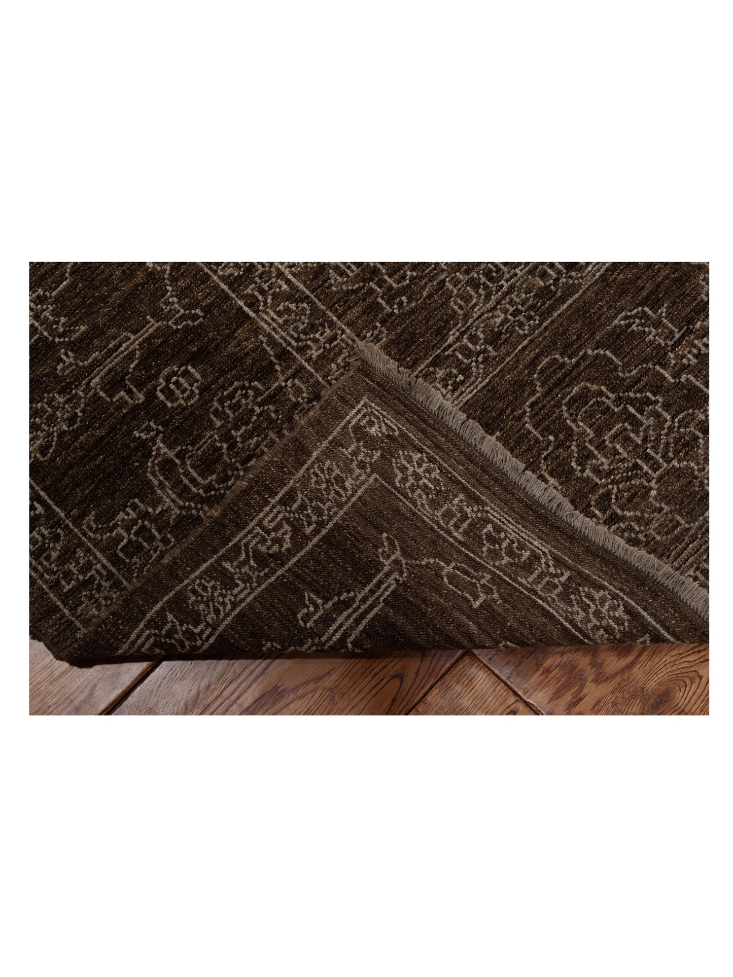 Defne Opal Dark Brown Ice Blue  8x9.10 Hand Knotted Rug