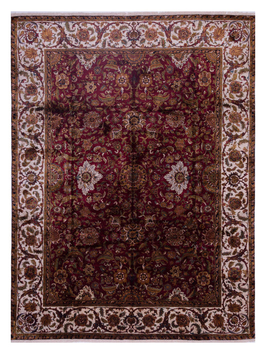 Mastersilk 110831 Red Ivory 9.10x12.9 Hand Knotted Rug