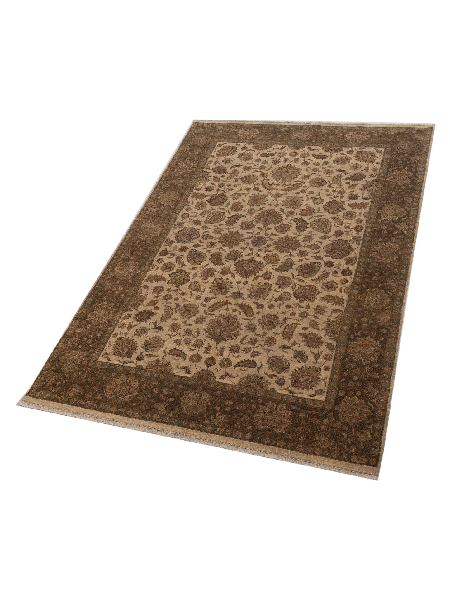 Haji Jalili 111277 Ivory Brown 6.7x9.11 Hand Knotted Rug