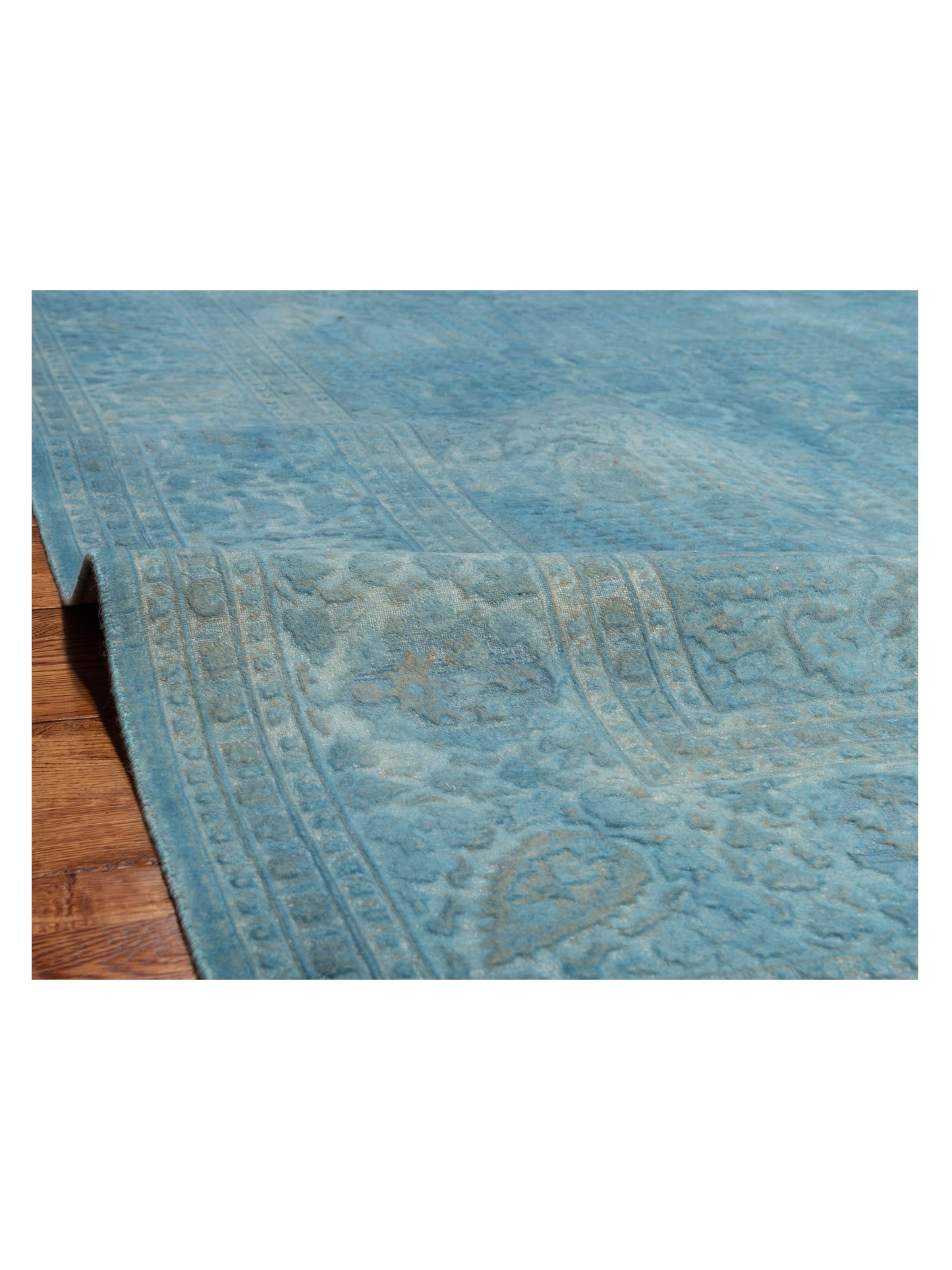 Vintage 111390 Turquoise 8.3x10.3 Hand Knotted Rug
