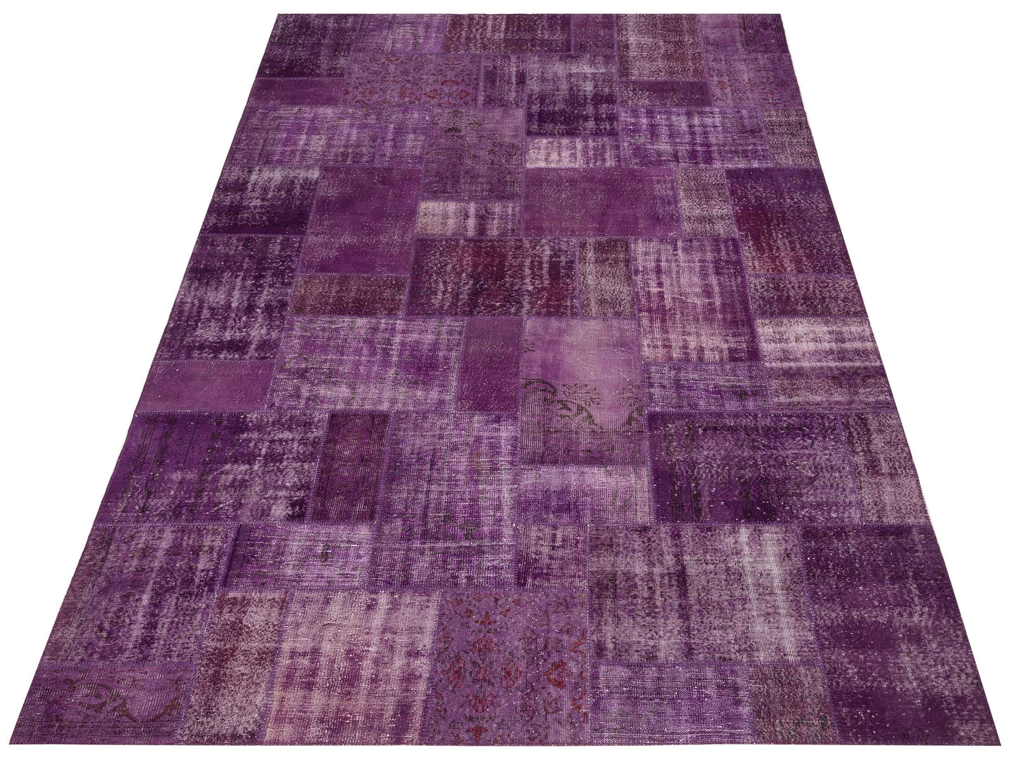 Turkish Vestige Patchwork 111936 Purple 9.8x13.8 Hand Knotted Rug