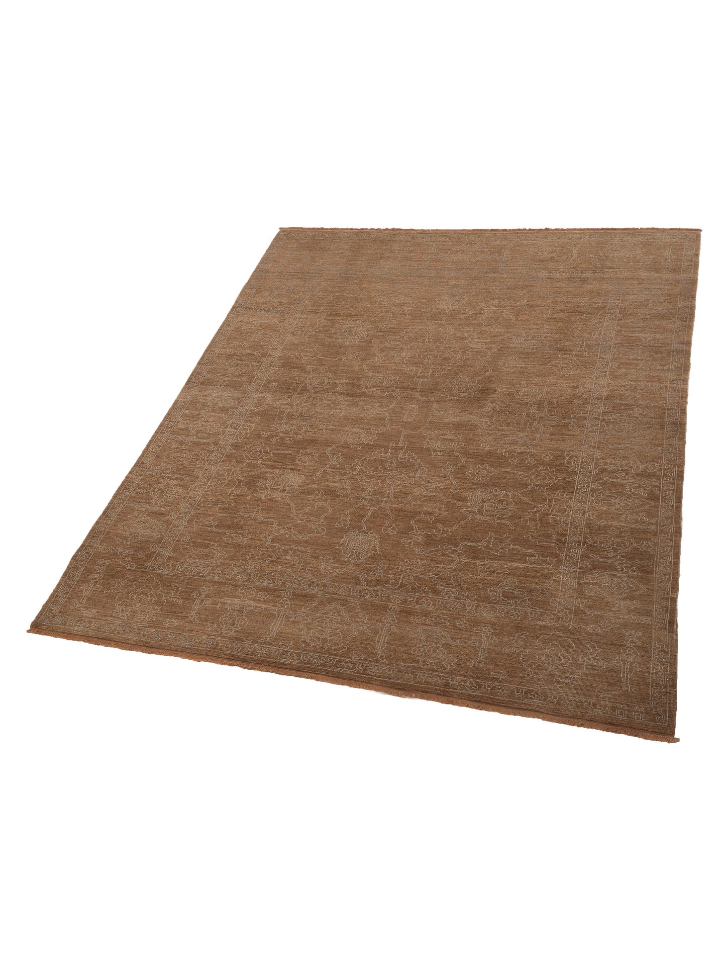 Defne Opal Brown Ice Blue  8.1x9.8 Hand Knotted Rug