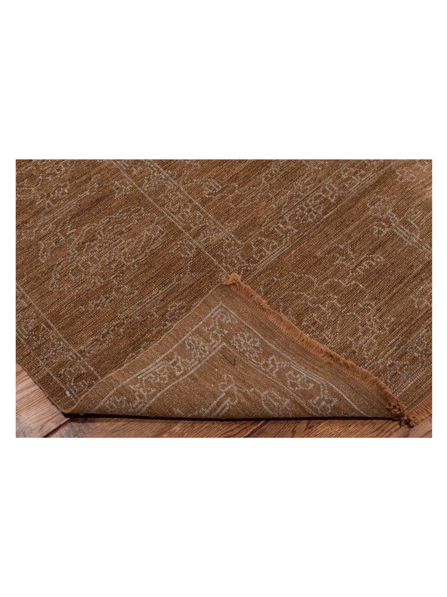 Defne Opal Brown Ice Blue  8.1x9.8 Hand Knotted Rug