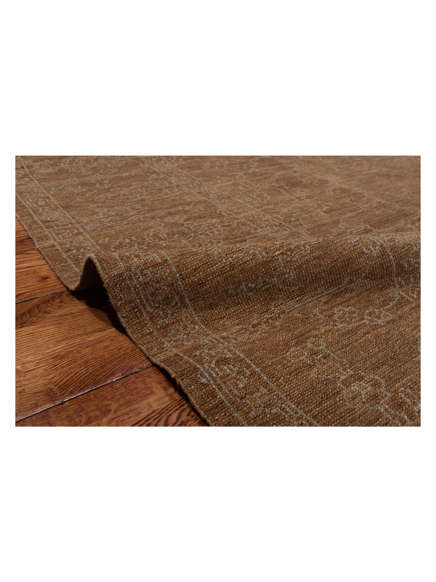 Defne Opal Brown Ice Blue  8.1x9.8 Hand Knotted Rug