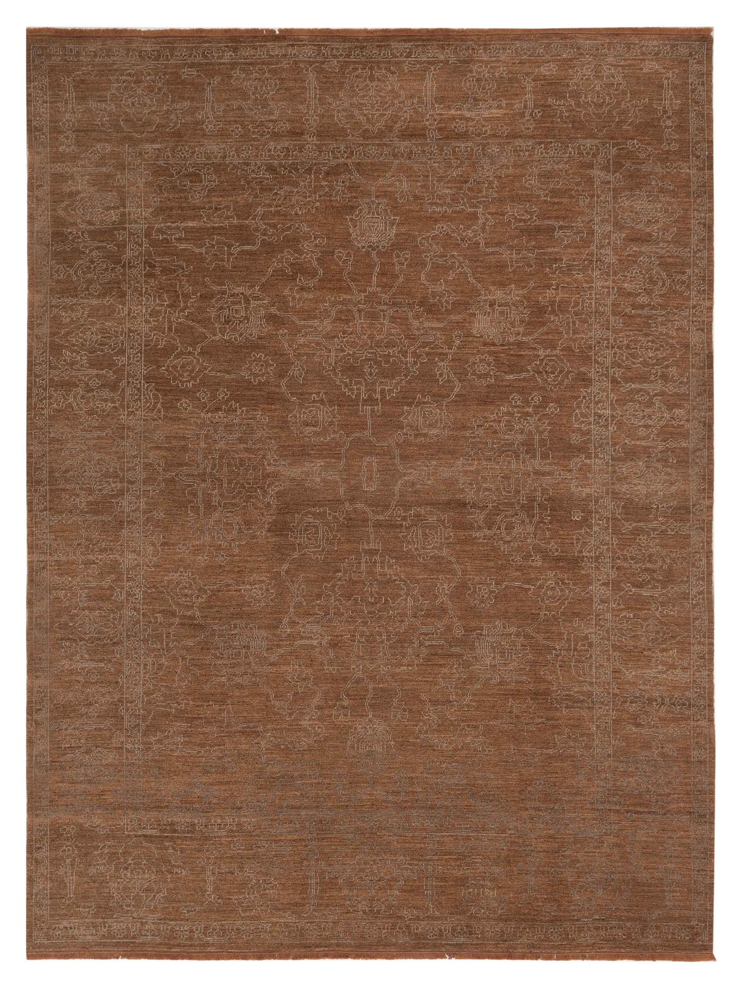 Defne Opal Brown Ice Blue  8.1x9.8 Hand Knotted Rug