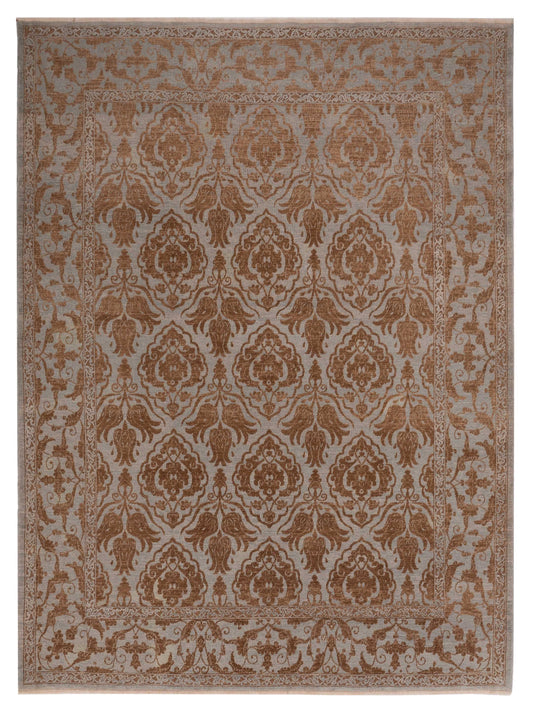 Defne Tulip Dark Brown Brown  4.2x5.10 Hand Knotted Rug