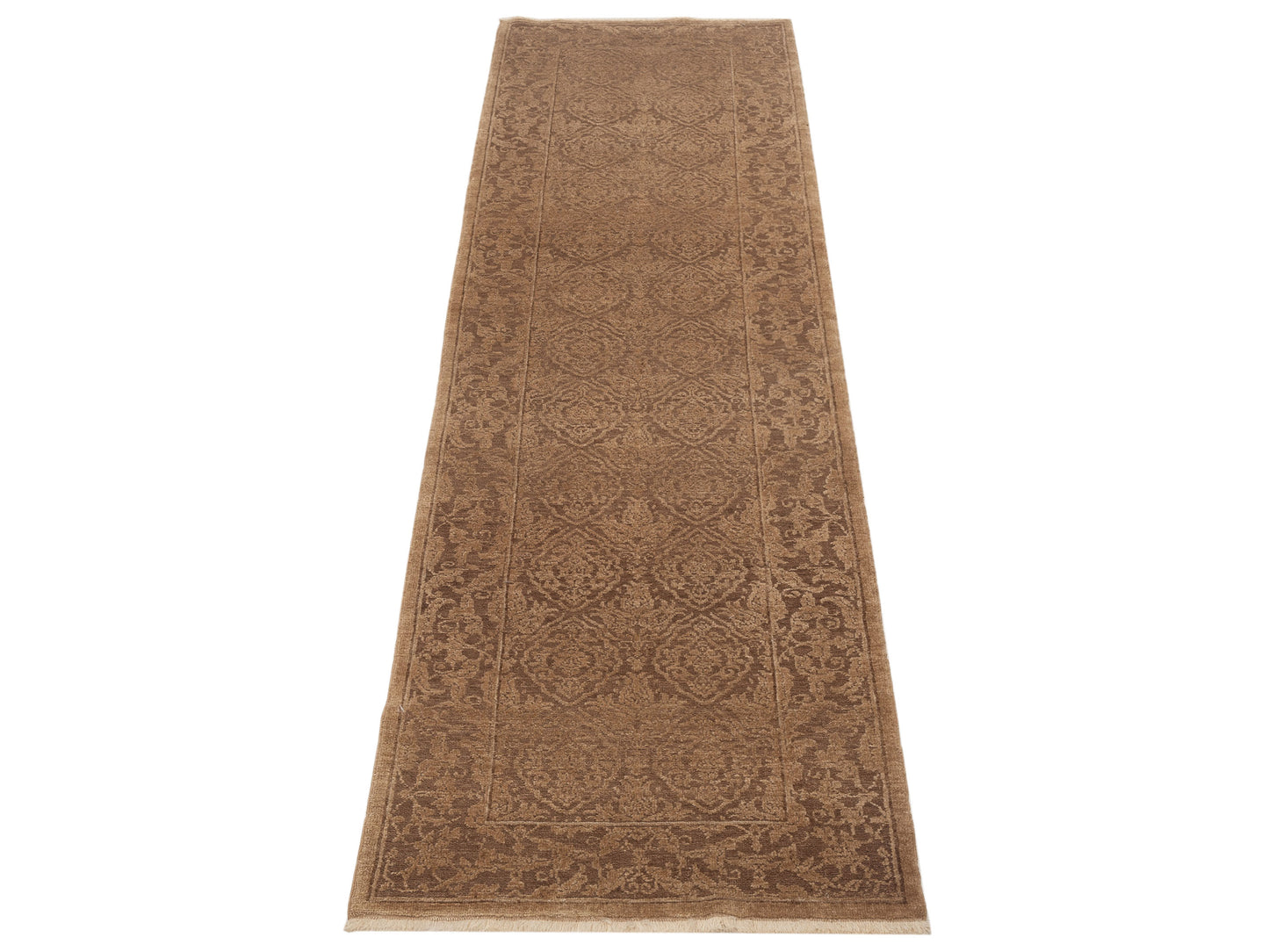 Defne Tulip Dark Brown Brown 2.7x9.5 Hand Knotted Rug