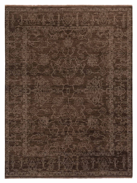 Defne Opal Brown Ice Blue  8.1x9.9 Hand Knotted Rug