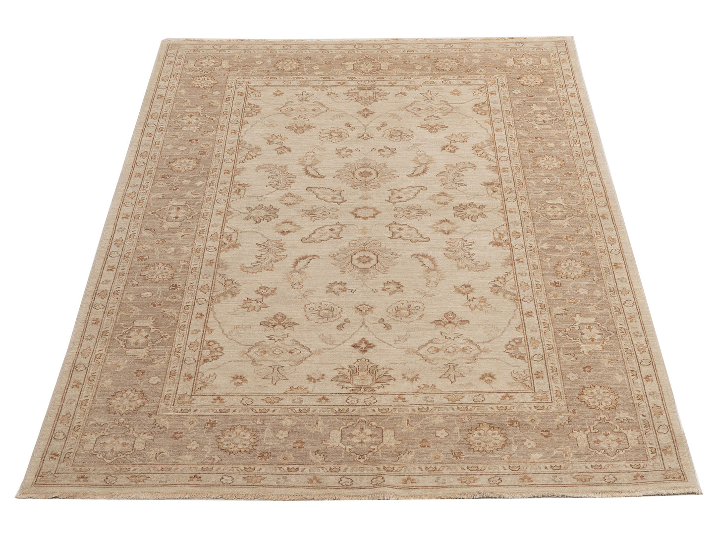 Laila 113143 Ivory Brown 5.10x8.8 Hand Knotted Rug