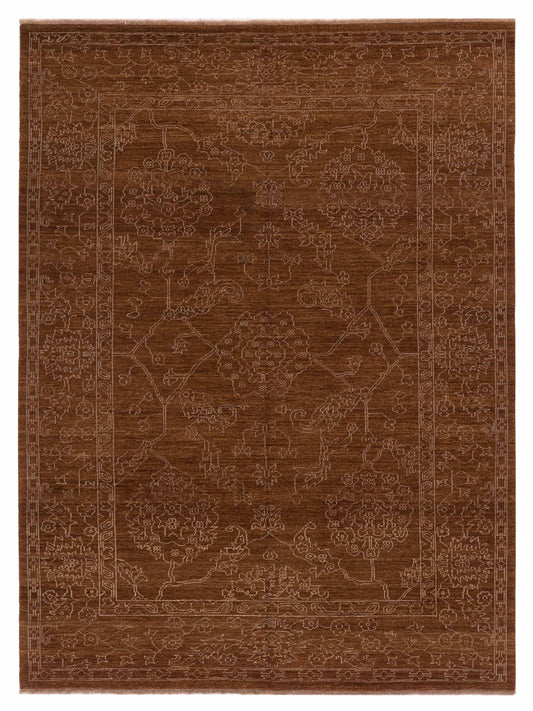Defne Ruby Brown Silver  6.2x9 Hand Knotted Rug